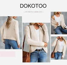 Load image into Gallery viewer, Dokotoo Womens Winter Autumn Fashion Open Front Cardigans Sweaters for Women Long Sleeve Soft Chunky Knitted Casual Cardigans Outwears Jackets Coats Winter Apricot Large
