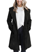 Load image into Gallery viewer, Fazortev Women&#39;s Winter Pea Coat Big Lapel Open Front Long Jackets Belted With Pockets
