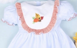 Pumpkin and Leaves Hand Embroidery Baby Dress - Image #2