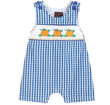 Load image into Gallery viewer, Royal Blue Gingham Pumpkin Smock Shortall - Image #1
