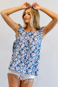 FLORAL PRINTED RUFFLE SLEEVELESS TOP - Image #18