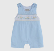 Load image into Gallery viewer, Light Blue Easter Smocked Shortalls
