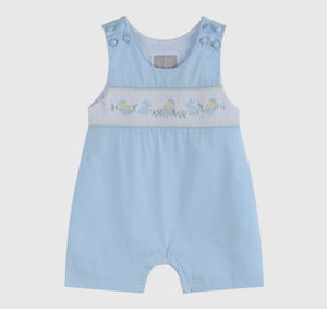 Light Blue Easter Smocked Shortalls