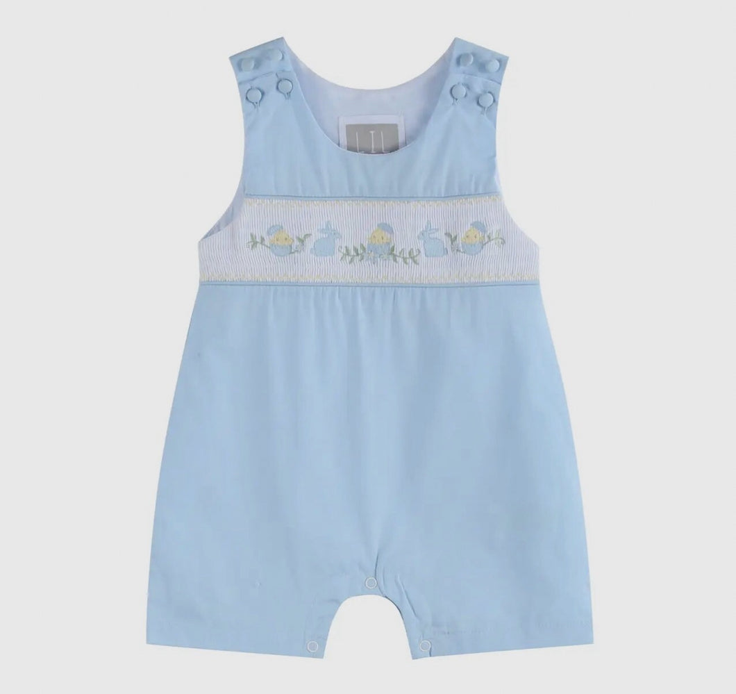 Light Blue Easter Smocked Shortalls