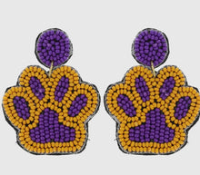 Load image into Gallery viewer, 2 Tier Seed Beaded Animal Paw Print Dangle
Earrings - Image #1
