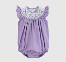 Load image into Gallery viewer, Purple Easter Bunny Smocked
Flutter Romper
