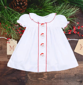 Santa Claus Little Girl Smocked Dress - Image #1