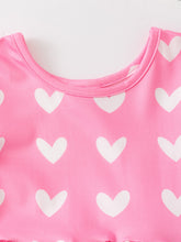 Load image into Gallery viewer, Girls Valentine’s Outfit Pink Heart Long Sleeve Dress with Pockets
