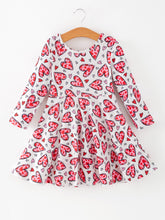 Load image into Gallery viewer, Toddler Girls Valentine Party Red Heart Print Dress
