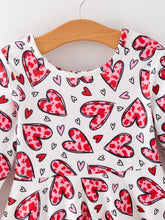 Load image into Gallery viewer, Toddler Girls Valentine Party Red Heart Print Dress
