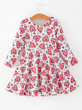 Load image into Gallery viewer, Toddler Girls Valentine Party Red Heart Print Dress

