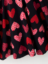 Load image into Gallery viewer, Girls Valentine&#39;s Day Black Dress With Leopard Heart Print
