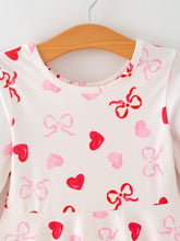 Load image into Gallery viewer, Toddler Girls Valentine Bow Heart Shape Print Dress
