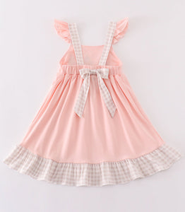 Pink easter bunny french knot girl dress