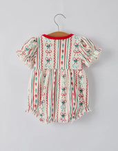 Load image into Gallery viewer, Christmas Baby Girls Romper Stripe Print One-Piece with Ruffle Trim
