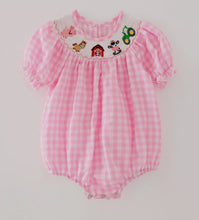 Load image into Gallery viewer, Farm Pink Smocking Embroidered
Girls Romper
