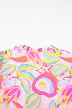 Load image into Gallery viewer, Pink Abstract Floral Ruffle Trim Flutter Sleeve Buttoned Dress
