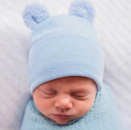 Blue Fuzzy Bear Ears Newborn Hat - Image #1