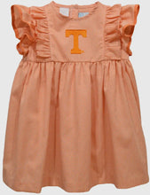 Load image into Gallery viewer, Ready to ship-Tennessee Vols Embroidered Orange Gingham Ruffle Dress - Image #3
