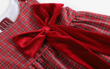 Load image into Gallery viewer, Red Plaid Santa Bow Sleeveless Babydoll Dress - Image #4
