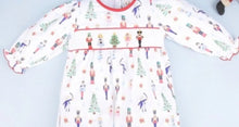 Load image into Gallery viewer, Christmas Pattern Hand Smocked
Nutcracker Baby Long Bubble - Image #2
