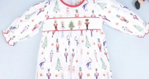 Christmas Pattern Hand Smocked
Nutcracker Baby Long Bubble - Image #2