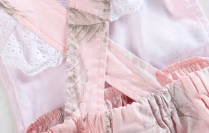 Vintage Pink Rose Angel Sleeve Bubble Romper - Image #3