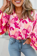 Load image into Gallery viewer, Blooming Floral Print Puff Sleeve Buttoned Shirt - Image #1
