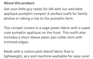 Pumpkin Applique Shortalls - Image #2