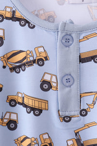 Premium blue excavator print bamboo pants set