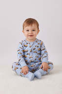 Premium blue excavator print bamboo romper