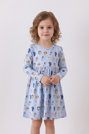 Premium blue character print bamboo dress