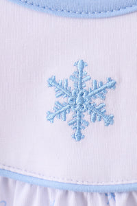 Premium blue snow bow embroidery bubble