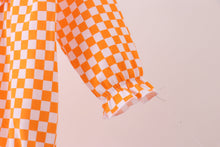 Load image into Gallery viewer, Orange Tennessee puppy bow embroidery checkered bubble
