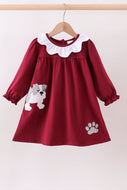 Premium Maroon Georgia bulldog applique dress