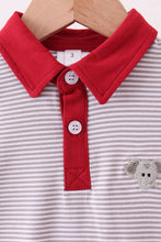 Load image into Gallery viewer, Premium Gray Alabama stripe elephant embroidery dress
