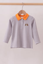 Load image into Gallery viewer, Premium Orange Tennessee stripe puppy embroidery button down shirt
