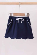 Navy scallop hem bow skirt