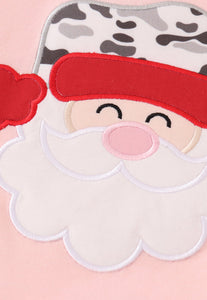 Camouflage christmas santa claus applique girl set