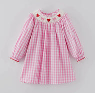 Valentine's Day Heart Bow Smocking
Embroidered Pink Dress - Image #1