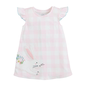 Mud Pie Baby Girls Bunny Check Tshirt Dress Pink