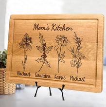 Load image into Gallery viewer, Personalized Cutting Board For Mom - Grandma, Birth Flower Grandmom&#39;s Garden, Mothers Day Gifts For Grandma, Christmas and Birthday Gifts For Mom From Son, Daughter, Chopping Board for Mama&#39;s Kitchen
