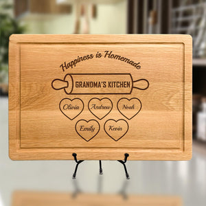 Personalized Grandma Mom Christmas Gifts, Custom Cutting Board with Kids Names for Mom Nana, Custom Engraved Serving Board or Decor, Grandma's Kitchen, Customized Mom and Grandma Gift, Engraved Sign