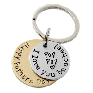 Personalized Father's Day Keychain - Gift for Dad or Grandpa - Mixed Metal Key Chain