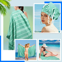 Load image into Gallery viewer, YSYJ Turkish Beach Towel 6 Pack Beach Towels 36&quot;x71&quot; Beach Towel Oversized Sand Free Turkish Towel Quick Dry Turkish Bath Towels Teal
