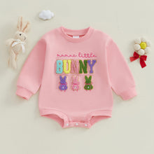 Load image into Gallery viewer, Newborn Baby Boy Girl Easter Outfit Embroidery Bubble Romper Sweatshirt Infant Easter Bunny Clothes (Light Pink, 0-3 Months)
