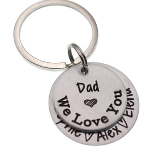 Personalized Father's Day Keychain - Gift for Dad or Grandpa - Mixed Metal Key Chain