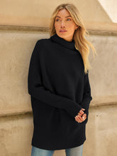 Load image into Gallery viewer, LILLUSORY Womens Turtleneck Oversized Tunic Fall Sweaters 2024 Trendy Casual Long Pullover Knit Winter Casual Cute Poncho Fashion Trendy Clothes Outfits Clothing Tops Black
