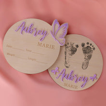 Load image into Gallery viewer, Personalized Butterfly 3D Name Sign for Hospital,Custom Wooden Baby Name Announcement Sign And Footprint Sign for Photo Prop Baby Shower Nursery Gift
