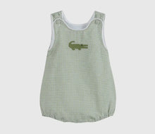 Load image into Gallery viewer, Green Gingham Alligator Bubble Romper - Image #1
